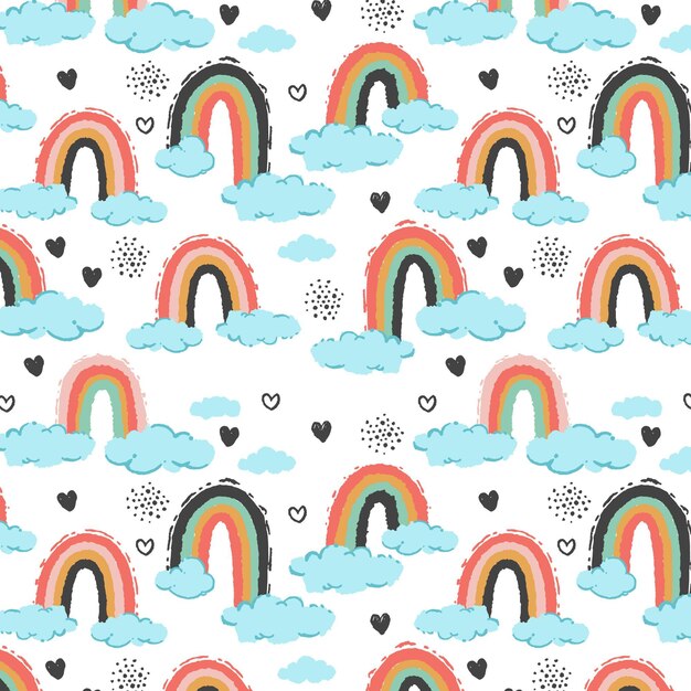 Diseño de patrón de arco iris pintado a mano