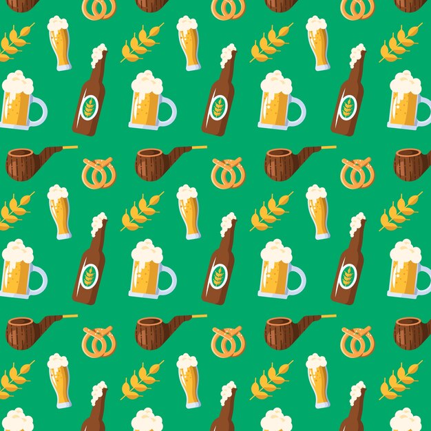 Diseño de patrón de barra de cerveza de diseño plano