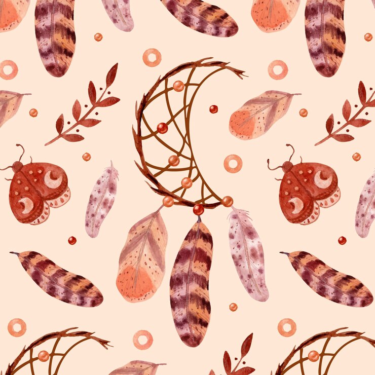 Vector gratuito diseño de patrón boho de acuarela