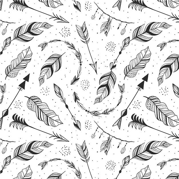 Diseño de patrón boho dibujado a mano grabado