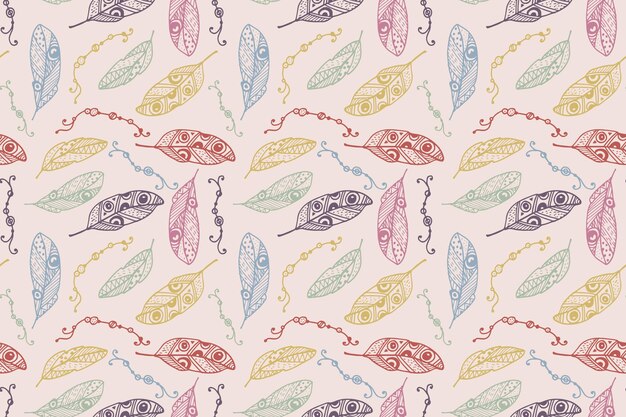 Diseño de patrón boho dibujado a mano grabado