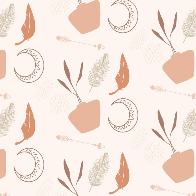 Diseño de patrón boho dibujado a mano
