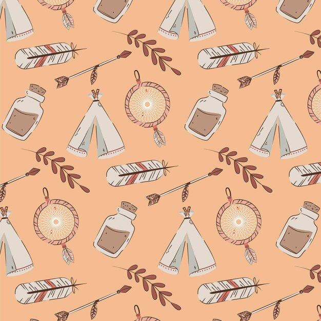 Diseño de patrón boho dibujado a mano