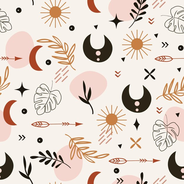 Diseño de patrón boho dibujado a mano
