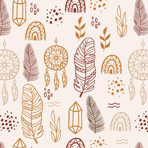 Diseño de patrón boho dibujado a mano