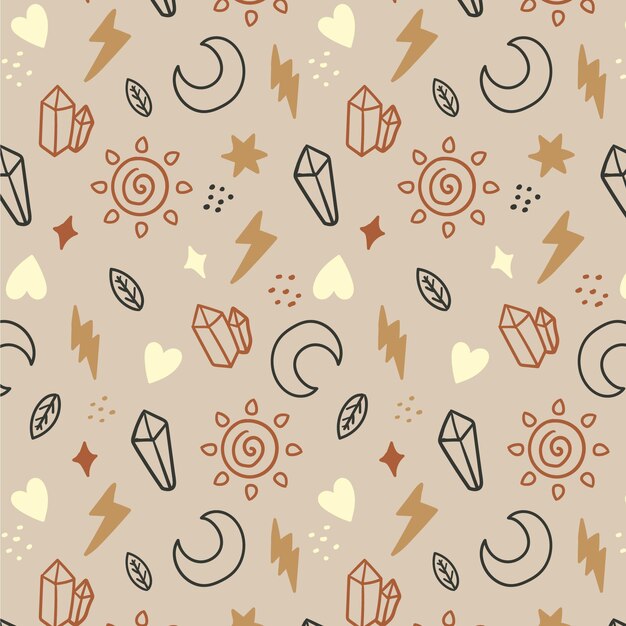 Diseño de patrón boho dibujado a mano