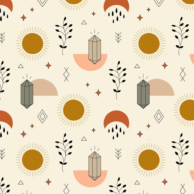 Diseño de patrón boho dibujado a mano
