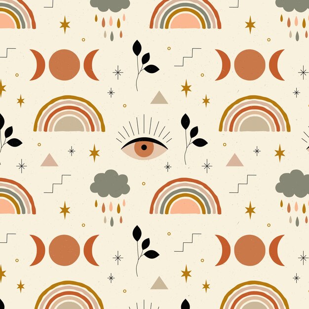 Diseño de patrón boho dibujado a mano