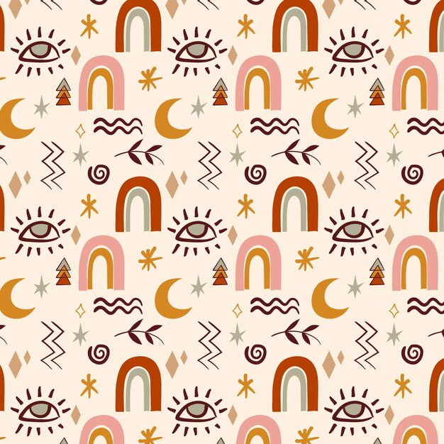 Diseño de patrón boho dibujado a mano