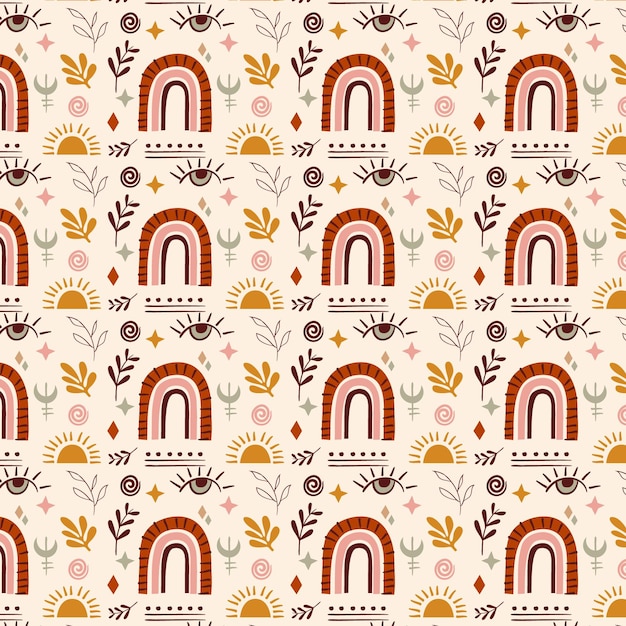 Diseño de patrón boho dibujado a mano