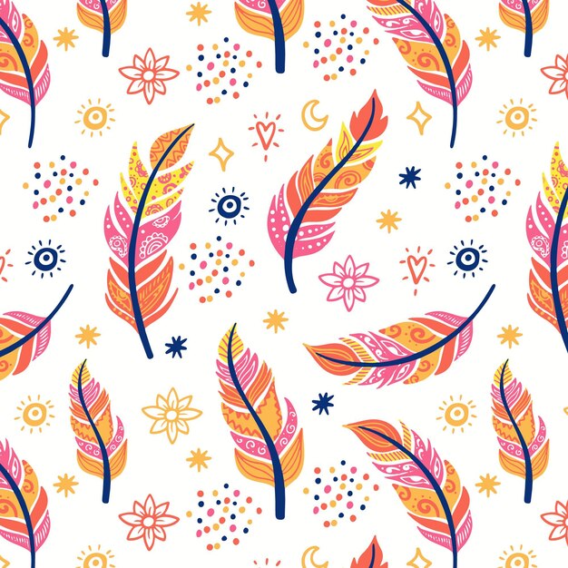 Diseño de patrón boho dibujado a mano