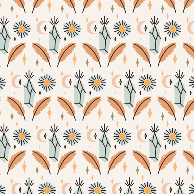 Diseño de patrón boho dibujado a mano