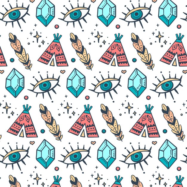 Diseño de patrón boho dibujado a mano