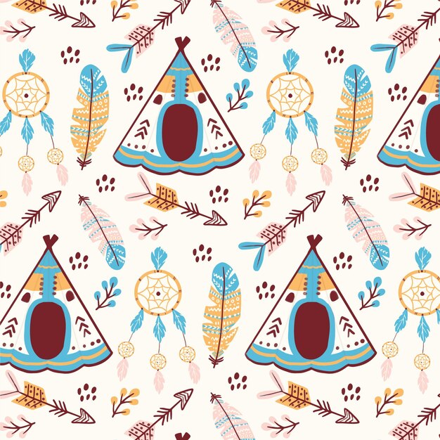 Diseño de patrón boho dibujado a mano