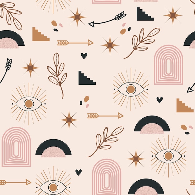 Diseño de patrón boho dibujado a mano