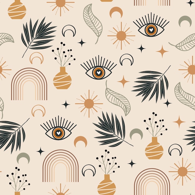 Diseño de patrón boho dibujado a mano