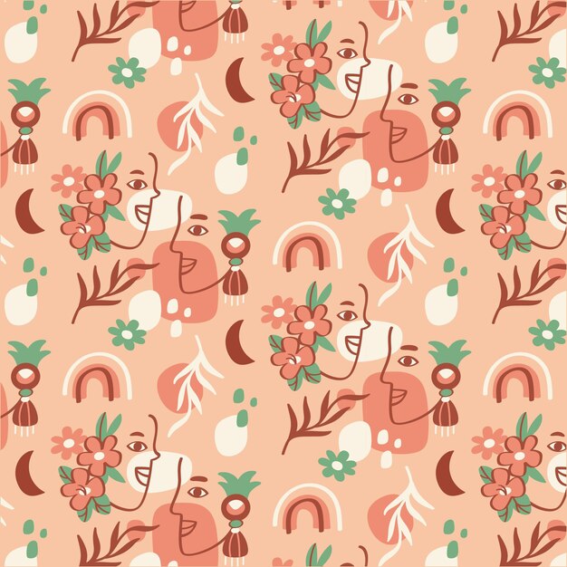 Diseño de patrón boho dibujado a mano