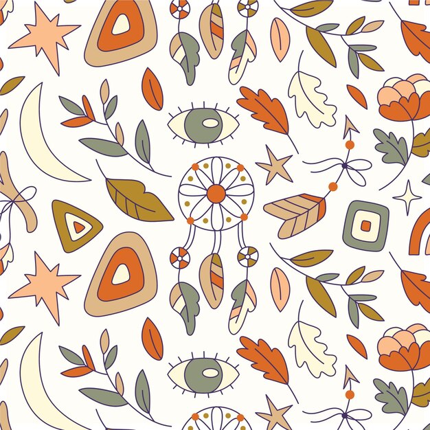 Diseño de patrón boho dibujado a mano