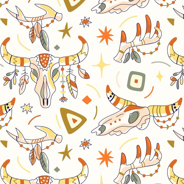 Diseño de patrón boho dibujado a mano