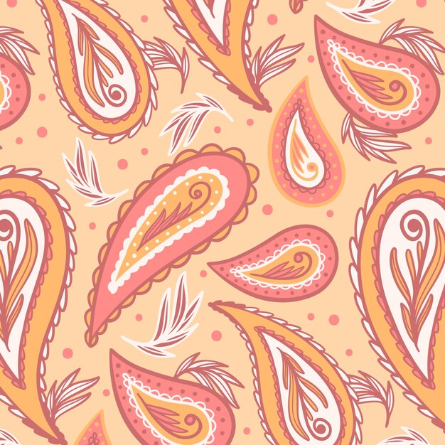 Diseño de patrón de cachemira dibujado a mano