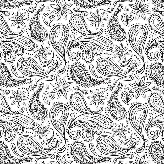 Diseño de patrón de cachemira dibujado a mano