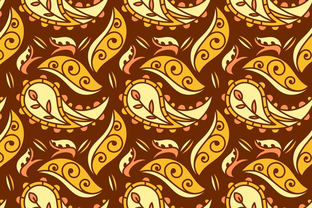 Diseño de patrón de cachemira dibujado a mano