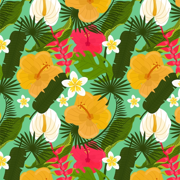 Vector gratuito diseño de patrón de camisa hawaiana dibujada a mano