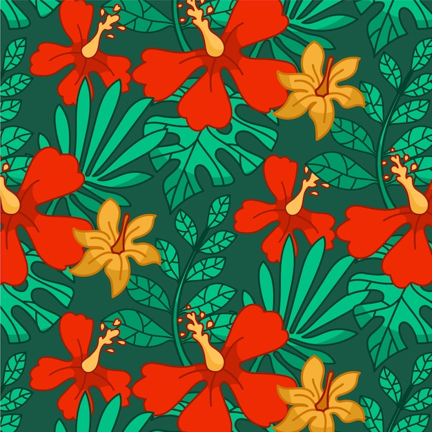 Vector gratuito diseño de patrón de camisa hawaiana de diseño plano