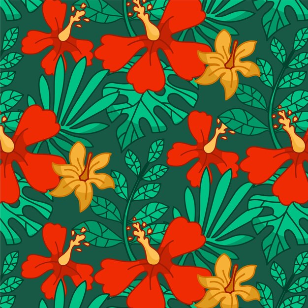 Diseño de patrón de camisa hawaiana de diseño plano