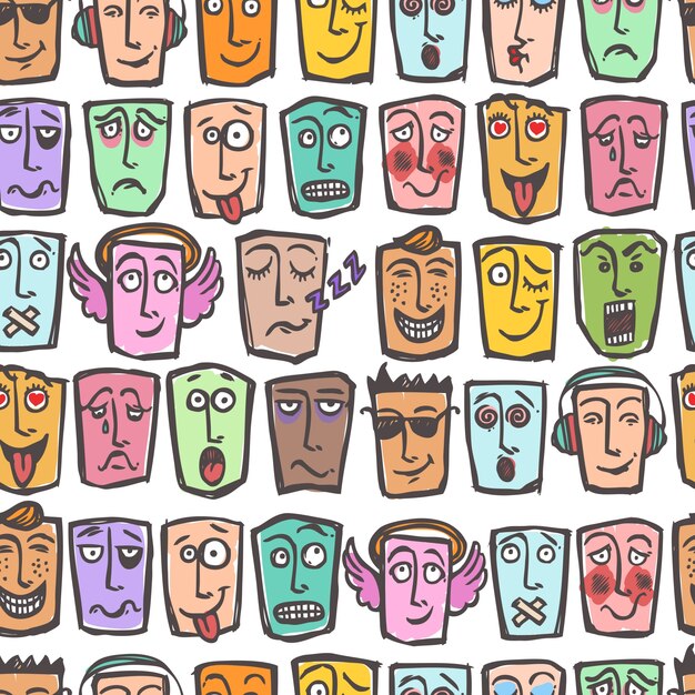 Diseño de patrón de caras abstractas