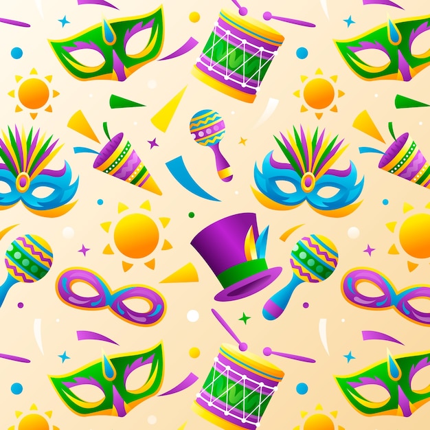 Diseño de patrón de carnaval brasileño degradado de carnaval
