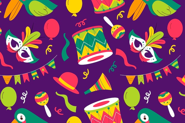 Vector gratuito diseño de patrón de carnaval brasileño plano