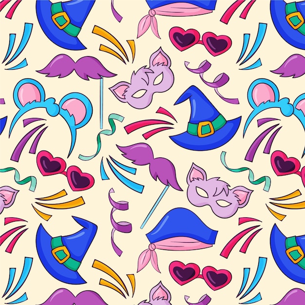 Diseño de patrón de carnaval dibujado a mano