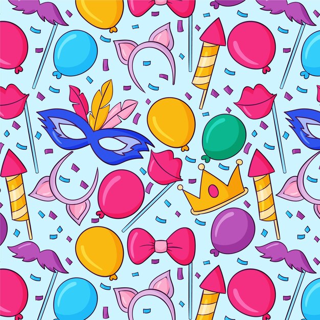 Diseño de patrón de carnaval dibujado a mano