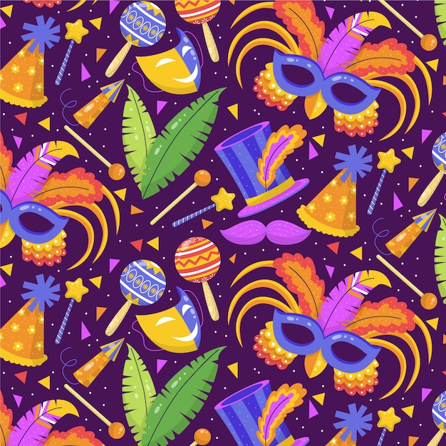 Vector gratuito diseño de patrón de carnaval plano