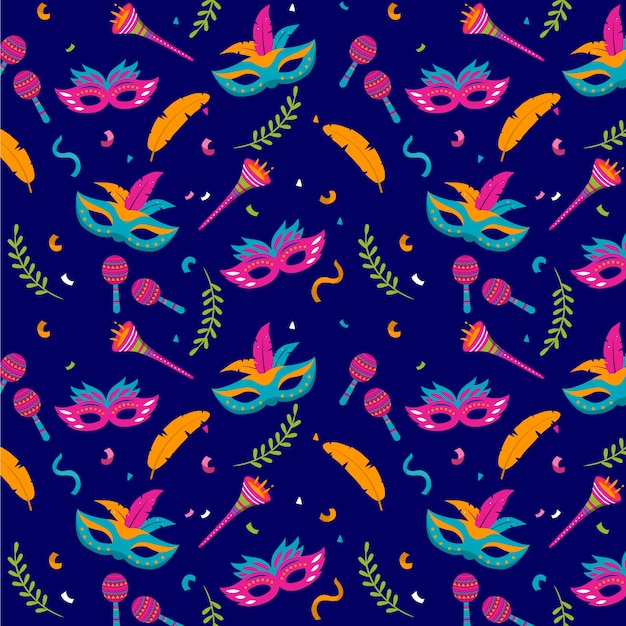 Diseño de patrón de carnaval plano