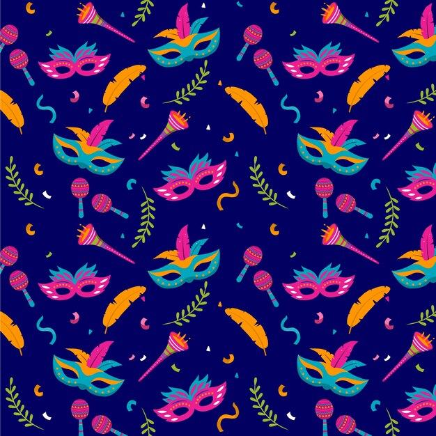 Diseño de patrón de carnaval plano