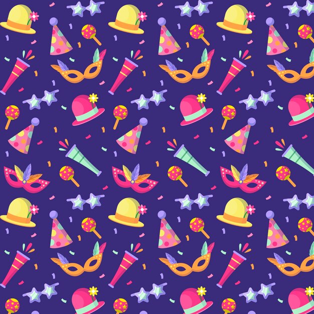 Diseño de patrón de carnaval plano