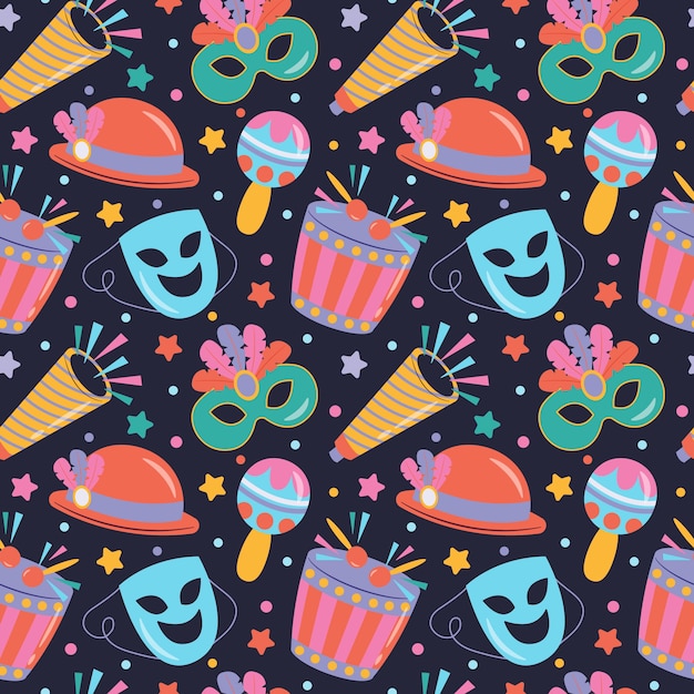 Diseño de patrón de carnaval plano
