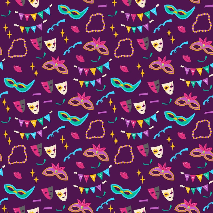 Vector gratuito diseño de patrón de carnaval plano