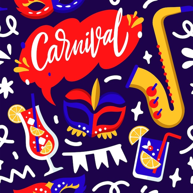 Vector gratuito diseño de patrón de carnaval plano