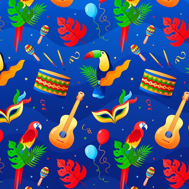 Diseño de patrón de celebración de carnaval brasileño degradado