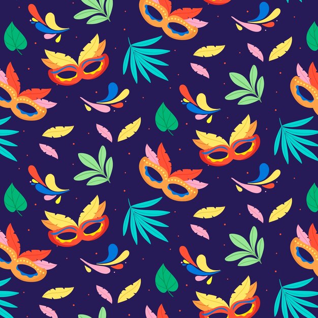 Diseño de patrón de celebración de carnaval brasileño plano