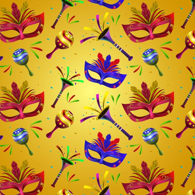 Diseño de patrón de celebración de carnaval brasileño realista