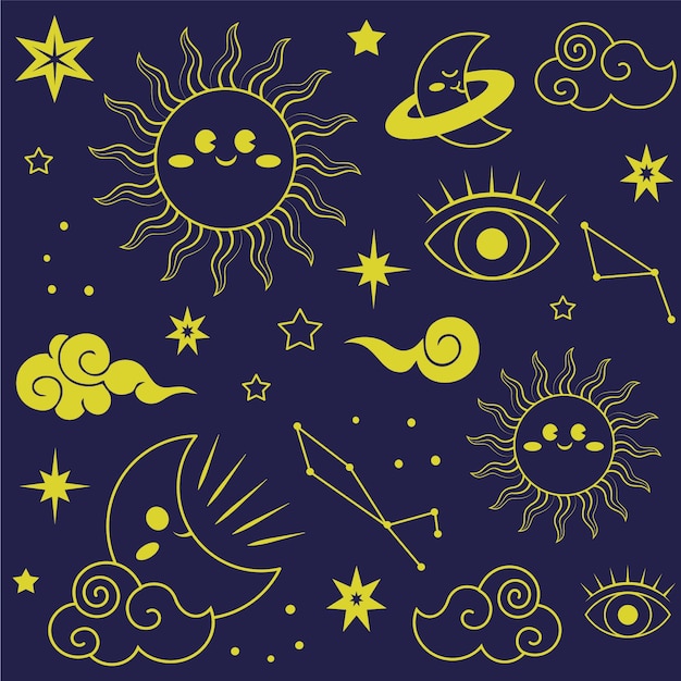 Diseño de patrón celestial dibujado a mano