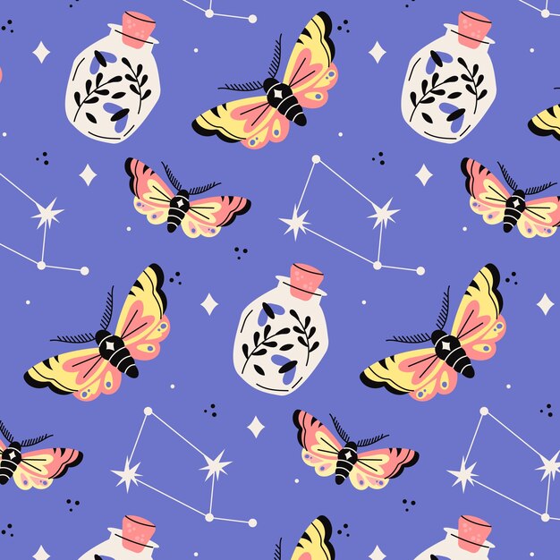 Diseño de patrón celestial dibujado a mano