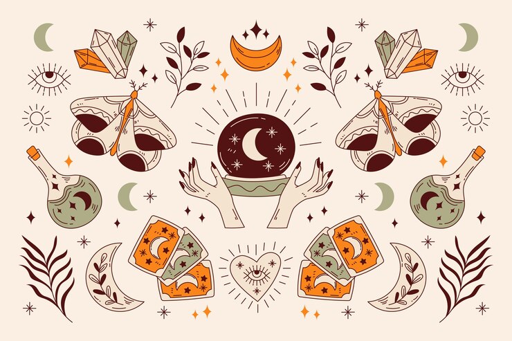 Vector gratuito diseño de patrón celestial dibujado a mano