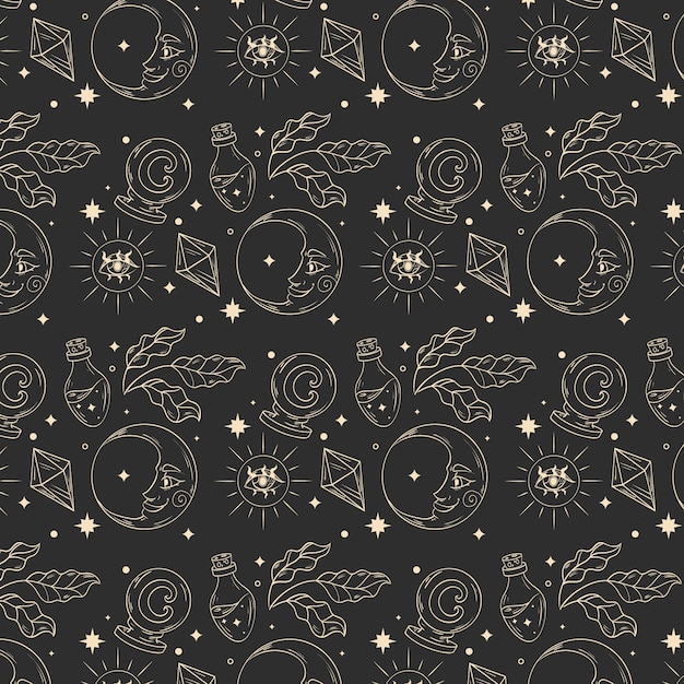Diseño de patrón celestial dibujado a mano