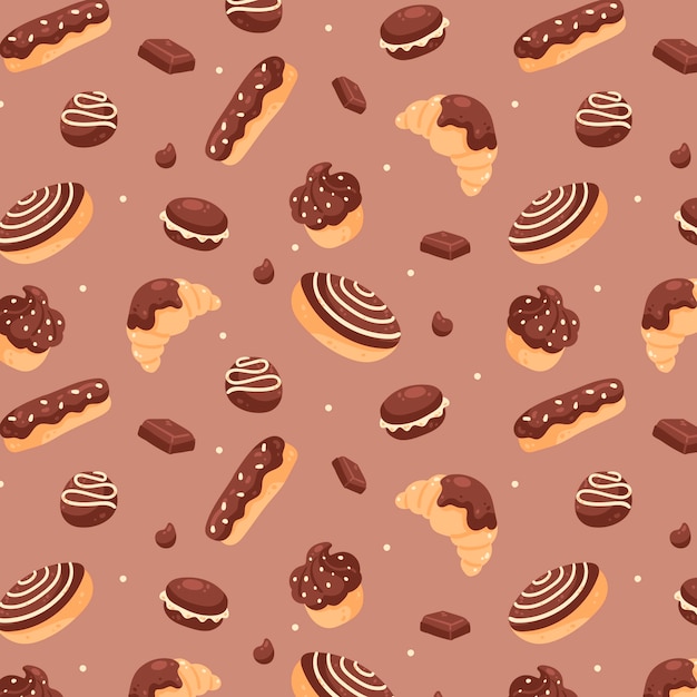 Diseño de patrón de chocolate dibujado a mano