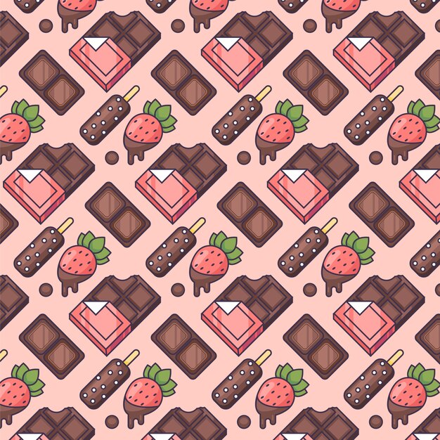 Diseño de patrón de chocolate dibujado a mano